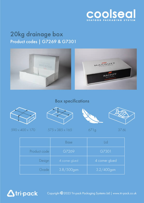 CoolSeal promotional flyer with dimensions - 20kg