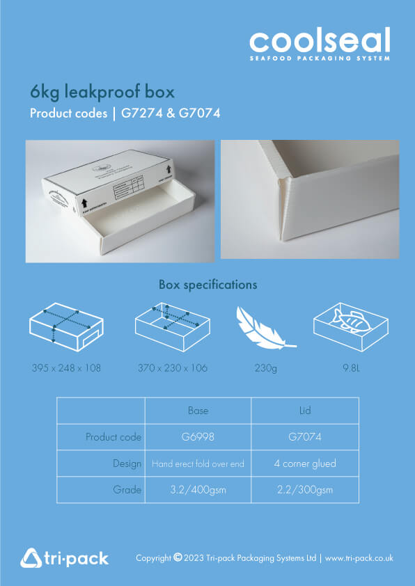 CoolSeal promotional flyer with dimensions - 6kg