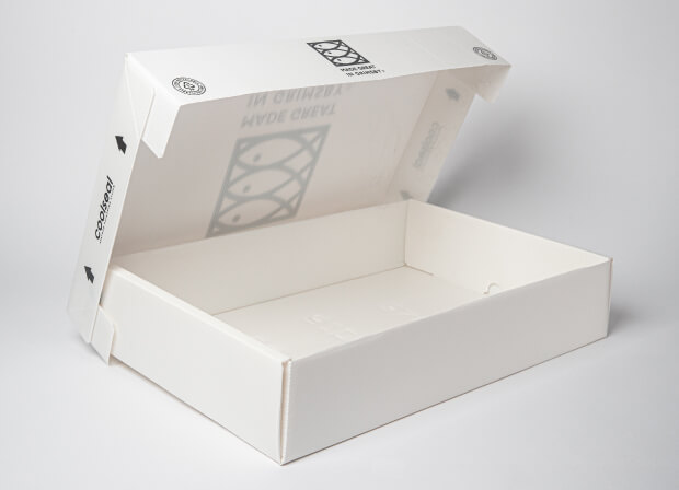CoolSeal boxes by Tri Pack branded with "Made in Great Grimsby" shown open