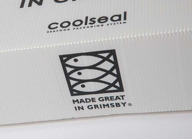 CoolSeal boxes by Tri Pack branded with "Made in Great Grimsby"